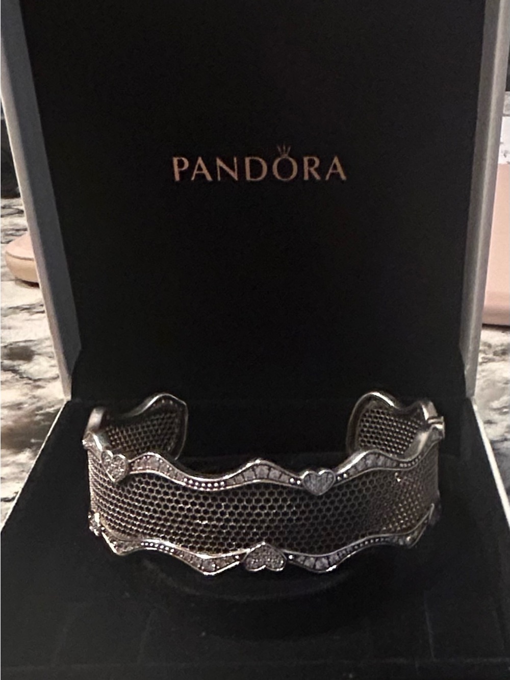 Pandora lace of love cuff bracelet bangle